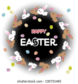 Easter rabbits with Easter egg , vector illustration