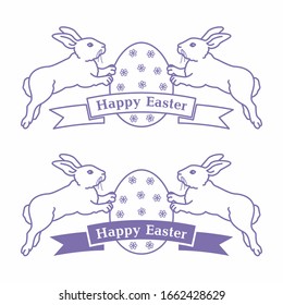 Easter rabbits with Easter egg. Vector illustration isolated on white background.