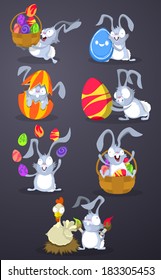 Easter rabbits with easter eggs