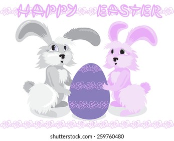 Easter rabbits with Easter eggs. EPS10