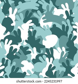 Easter Rabbits and Eggs, seamless pattern background, vector image set