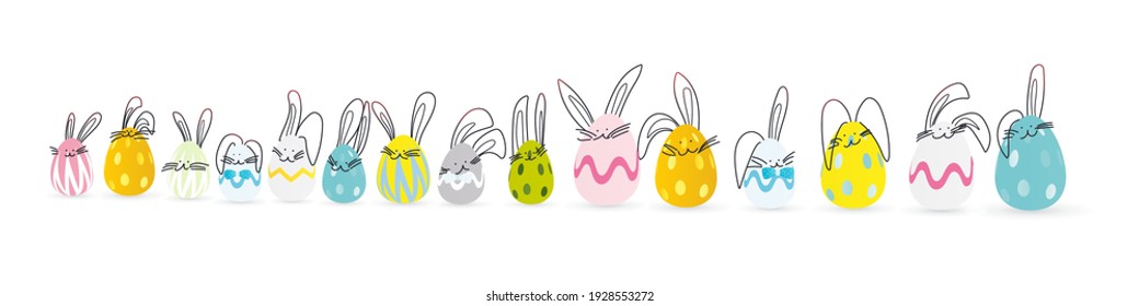 Easter rabbits isolated stock vector illustration set