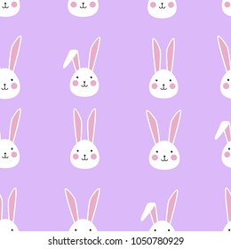 Easter rabbits seamless pattern. Vector background with cute bunny.