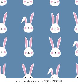 Easter rabbits seamless pattern. Vector background with cute bunny.