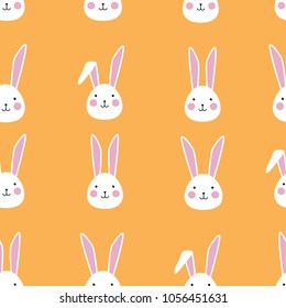 Easter rabbits seamless pattern. Vector background with cute bunny.