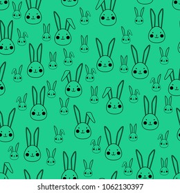 Easter rabbits seamless pattern, Vector background with cute bunny.