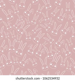 Easter rabbits seamless pattern, Vector background with cute bunny.