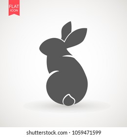 Easter rabbits silhouette isolated on a white background. Cartoon vector element. Animal