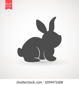 Easter rabbits silhouette isolated on a white background. Cartoon vector element. Animal