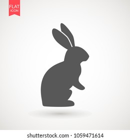 Easter rabbits silhouette isolated on a white background. Cartoon vector element. Animal