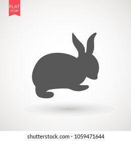 Easter rabbits silhouette isolated on a white background. Cartoon vector element. Animal