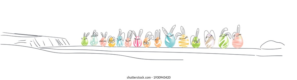 Easter rabbits stock vector illustration set