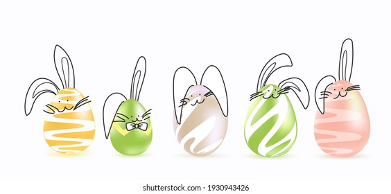 Easter rabbits stock vector illustration set