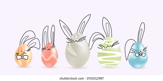 Easter rabbits stock vector illustration set