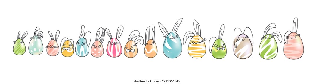Conjunto de ilustraciones vectoriales de conejos de Pascua