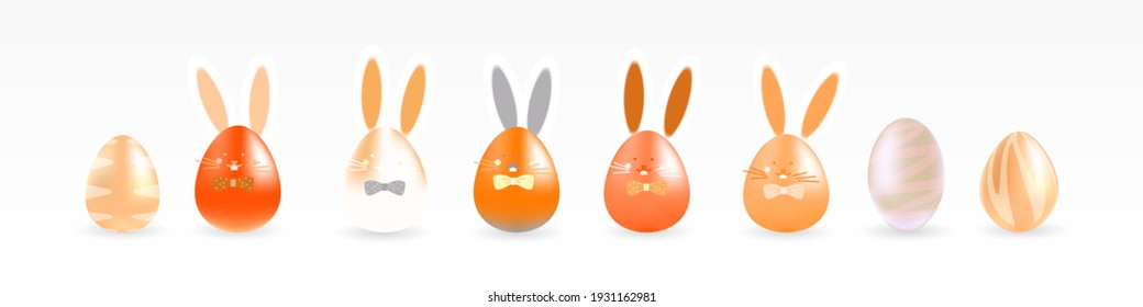 Easter rabbits stock vector illustration set