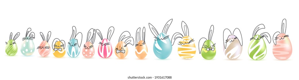 Easter rabbits stock vector illustration set