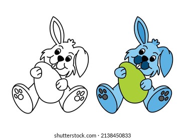 Easter Rabbits, Vector Silhouettes of two Bunnies, Coloured and Transparent Bunnies for Catholic Easter