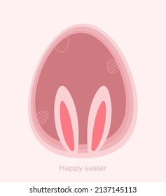 Easter rappit, Happy easter 3d poster in paper cut style. Happy easter greeting card template.