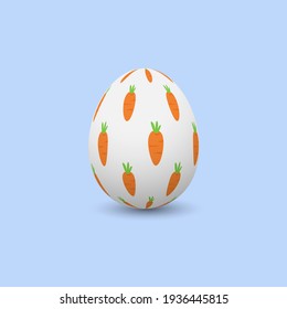 Easter realistic egg with carrot pattern. Vector illustration 