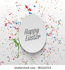Easter realistic paper Egg greeting Label
