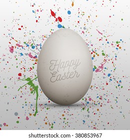 Easter realistic White Egg with greeting Text