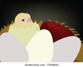 easter red egg and chicken