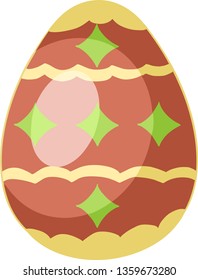 Easter red egg with ornament. Eps 10 vector illustration