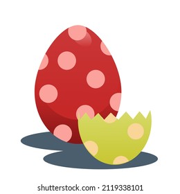 easter red egg with polka dots and shell