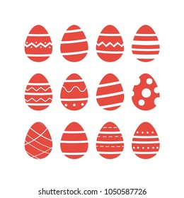 Easter Red Eggs Vector Icons