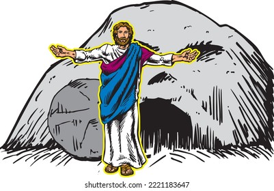 Resurrección de Pascua de la Ilustración Vectora de Jesucristo