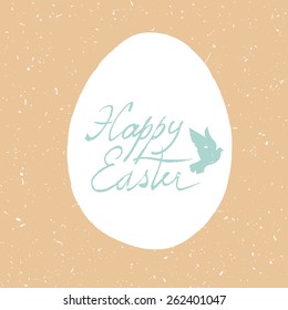 Easter Retro Card Design. Hand drawn, calligraphic symbol for Easter. Textured grunge background.