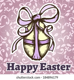 easter retro hand drawn design card Vector illustration can be used for website background and greeting cards or cover decoration