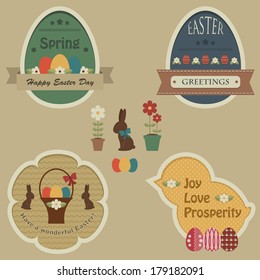 Easter retro labels and tags and other design elements for Easter