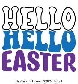  Diseño SVG retro de Pascua, Hello Easter SVG