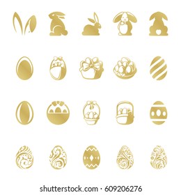 Easter Retro Typographic Objects Set. Vintage Vector design elements set icons and symbols.