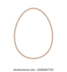 Easter rope frame. Isolated cute egg-shaped string line with brown color border for cards, invitations, banners, labels, gift tags, and more.
