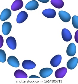 Easter round frame with color eggs isolated on white background. Design for card, postcard, wallpaper, posters. Vector stock illustration. 3d collection.