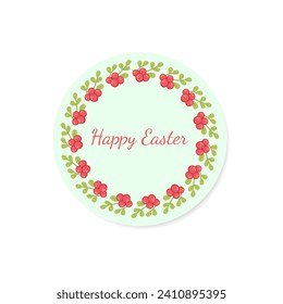 Easter round frame, garland, wreath, or border made of berry branch. Natural decorative easter vector illustration in a modern flat style. Design for greeting cards or promotional posters.
