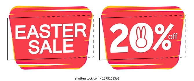 Easter Sale, 20% off, bubble banners design template, discount tags, special offers, vector illustration 