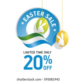 Easter Sale 20 percent flag blue color logo icon