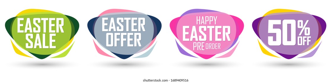 Easter Sale, 50% off, bubble banner design template, discount tag, special offer, vector illustration