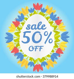 Easter sale. Sale 50% off. Vector illustration