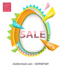 Easter Sale Abstract geometric background with egg in trendy style. Stock vector