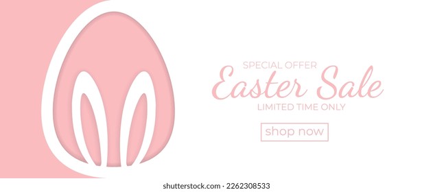 Easter sale background with egg. Minimalistic cover for sale. Special easter offer. Happy Easter. Party, Shopping poster. Vector illustration