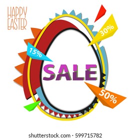 Easter Sale background with egg in pop art style. Stock vector