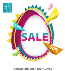 Easter Sale background with egg in trendy style. Stock vector