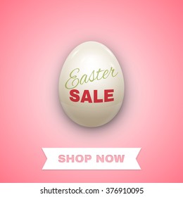 Easter sale background with egg. Vector illustration