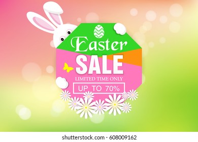 Easter Sale background poster with bunny 