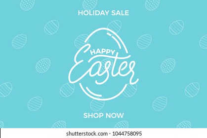 Easter. Easter sale banner background with Easter lettering and holiday eggs pattern